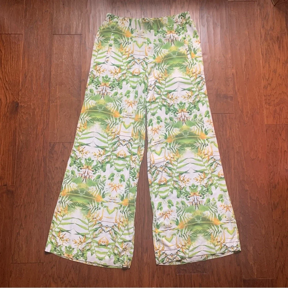 ISO Dalia Collection Mirrored Tropics Flowy Wide Leg Pant - Size 8 - Picture 2 of 11